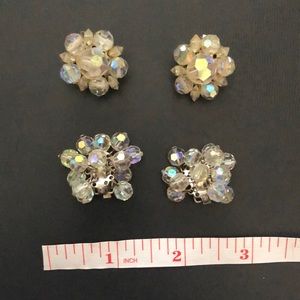 Vintage Crystal Beaded Clip-on Earrings